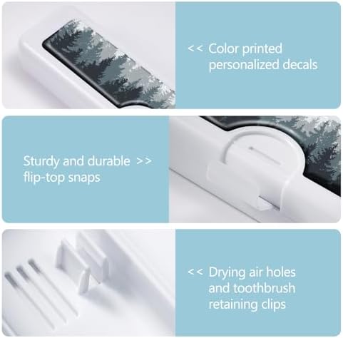 Toothbrush Travel Case - Colorful Pattern, Holder and Covers for Toothbrushes, Includes Tongue Scraper Case - Image 3
