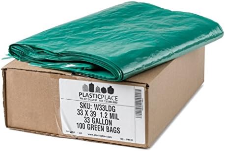 Plasticplace 31-33 Gallon Trash Bags │ 1.2 Mil │ Heavy Duty Garbage Can Liners │ 33" x 39", Green, 100 Count - Image 2