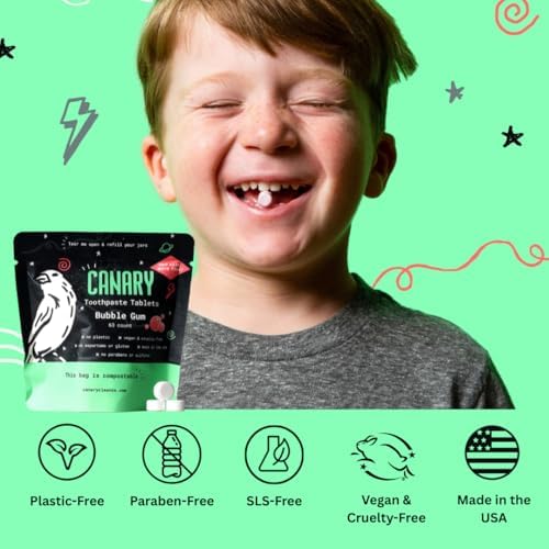 Canary Nano Hydroxyapatite Toothpaste Tablets Bubble Gum - Remineralizing, Fluoride Free, All Natural Tabs with Xylitol - Great for Kids, Plastic Free - 189 Count - Image 3