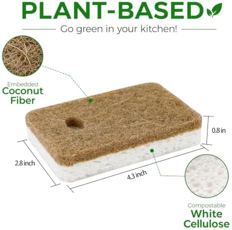 8 Pack Eco Friendly Kitchen Sponges with 2 Sponge Holders - Image 7