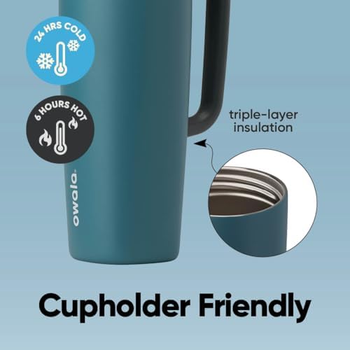 Owala SmoothSip Slider Stainless Steel Insulated Travel Mug with Handle, 100% Leak Proof, For Hot and Cold Drinks, Travel Friendly with Sliding Lock Lid, 24 oz, BPA Free, Leak Proof, High Dive - Image 3