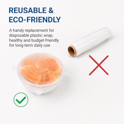 6pcs 5.9" Silicone Stretch Lids Reusable, Bowl Covers Food Storage for Home Container，Round Clear - Image 6