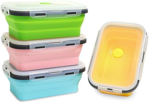 Collapsible Silicone Food Storage Container 4 Pack(27 Oz) by Pharamat