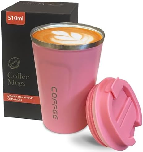 Insulated Travel Coffee Mug, Stainless Steel Coffee Cup with Leakproof Lid by YINBAOGE