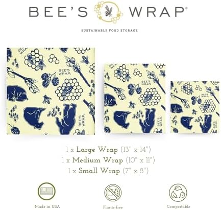 Bee's Wrap Beeswax Food Wraps, 3 Pack Assorted - Bees & Bears - Image 2