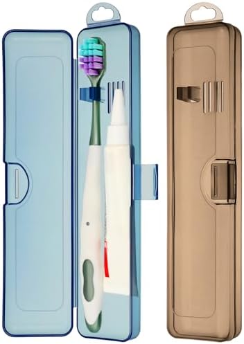 Molain 2Packs Toothbrush Travel Case, Portable Breathable Toothbrush Travel Holder Compact Plastic Case for Camping Gym Office Business Trips Vacation by Molain