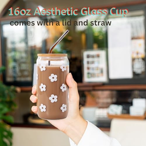 JTEWB Birthday Gifts For Women, Teen Girl, Her, Happy Birthday Gift Box For Girl, Women, Sister, Daughter, Friends, Cute Daisy Aesthetic Glass Cups Gift Set 7pcs - Image 3