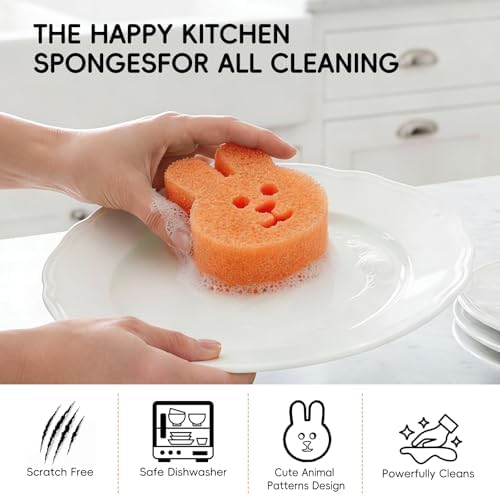 3 Pack Cute Animal Scratch Free Scrub Sponges for Kitchen Dish Cleaning - Image 4