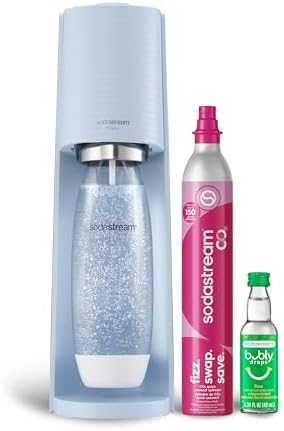 SodaStream Terra Sparkling Water Maker (Misty Blue) with CO2, DWS Bottle and Bubly Drop by Unknown
