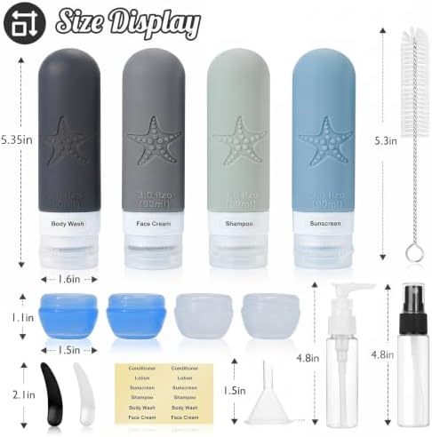 18 Pack Travel Bottles for Toiletries, Leak Proof, TSA Approved 3oz - Image 3