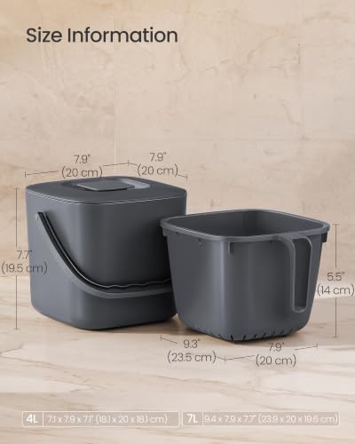 SONGMICS Compost Bin for Kitchen Counter, Plastic, 1.8-Gallon (7 L) - Image 7