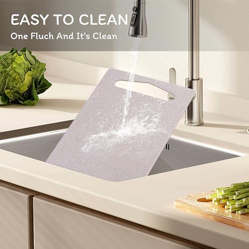 Cutting Board for Kitchen, Wheat Straw Fiber Cutting Board, Dish Washer Safe, w/Juice Grooves for Meat, Veggies, Easy Grip Handle, Non-slip Surface Eco-friendly Serveware Accessories （10‘x6.3’） - Image 5