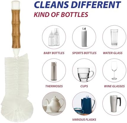 HIC Kitchen Bamboo Water Bottle Brush, Natural Bamboo with Non-Scratch Bristles - Image 4
