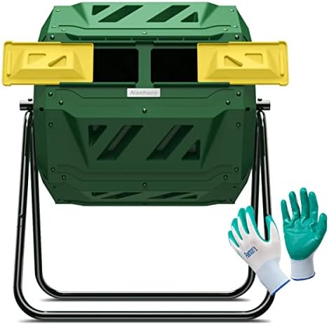 Compost Tumbler Bin Composter Dual Chamber 43 Gallon (Bundled with Pearson's Gardening Gloves) by NazhuraGoodCompanionAtHome