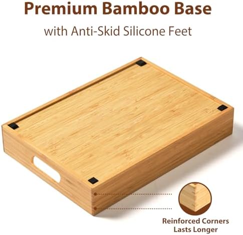 Umilife Large Bamboo Food Container Lid Organizer for Kitchen Cabinet - Image 4
