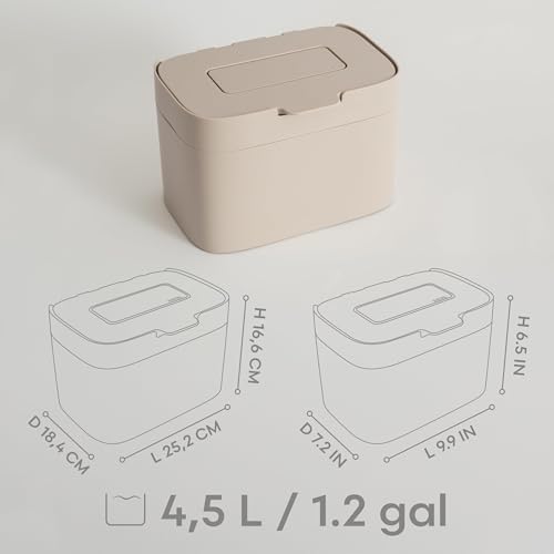 KAZAI. Compost Bin Kitchen 'Elin' | 1.2 GAL / 4.5L Countertop Compost Bin with Lid & Carbon Filter | Odor-Free, Dishwasher Safe, with Inner Bucket | Small Indoor Kitchen Composter | Taupe - Image 2