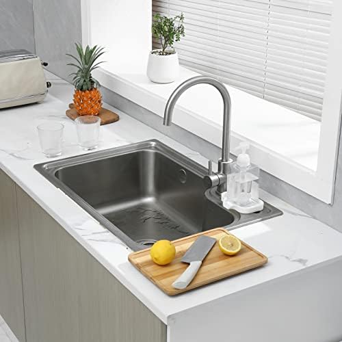 MicoYang Silicone Soap Dish with Drain Spout, Self-Draining Sink Organizer Tray for Bathroom and Kitchen, Sponges, Dispensers and Soap Holder, Non-Slip and Dishwasher Safe, White (Compact, 4.9"×3.2") - Image 6