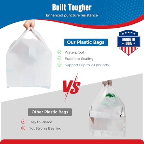 Fuxury 500 Pack Plain White Plastic Bags with Handles for Small Business - Image 4