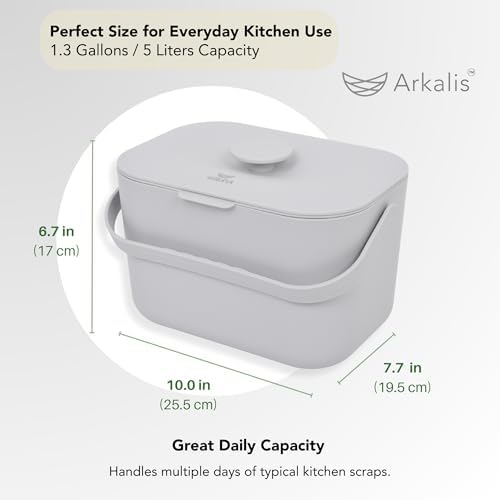Kitchen Compost Bin – 1.3 Gallon Countertop Compost Bin with Lid, Odor-Blocking, No Charcoal Filters Needed, Indoor Compost Bin with Removable Basket, Easy Clean - Image 4