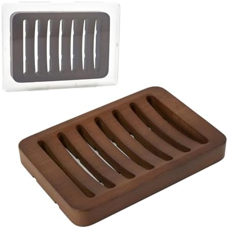 Curved Slotted Wood Soap Dish, 1 Pack, Dark Brown by Unknown