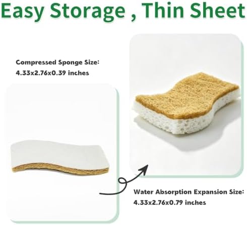 Natural Sponge 12 Pack, S-Shaped Biodegradable Cellulose & Sisal Sponge - Image 6