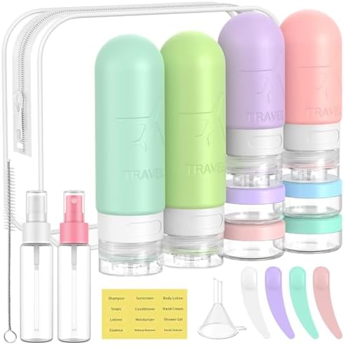 ME.FAN 18 Pack Travel Bottles for Toiletries, TSA Approved, Bright by MEFAN