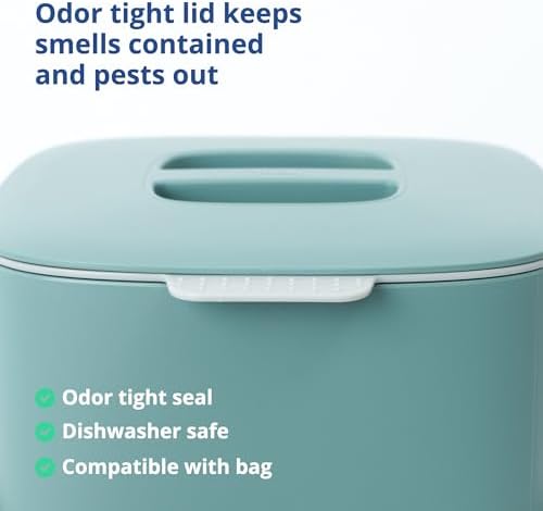 Blue Ginkgo Kitchen Compost Bin, 2.6L Countertop Compost Bin, Green - Image 4
