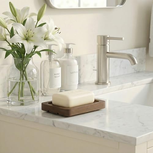 Flat Slotted Wood Soap Dish, 1 Pack, Dark Brown - Image 5