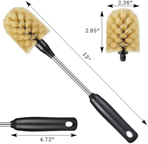 Bottle Cleaning Brush with 2 Replaceable Heads, 13 in, Yellow - Image 4