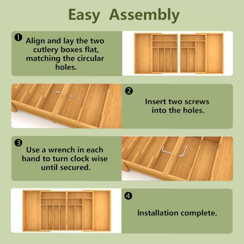 Suli Extra Large Silverware Drawer Organizer,Expandable 22in to 37in,Bamboo - Image 5