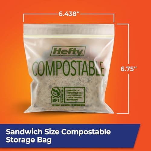 Hefty Compostable Sandwich Bags Press-to-Close | Expandable Bottom | Plant-Based Material | BPA Free | 50 Count, Pack of 12 - Image 7