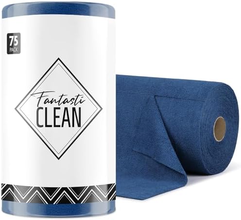 Fantasticlean Microfiber Cleaning Cloth Roll-75 Sheets, 12"x12" (Navy Blue) by Fantasticlean