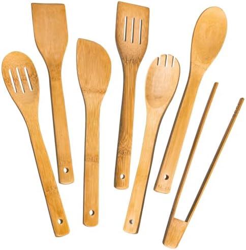 Eisinly 7-Piece Wooden Cooking Spoons,Durable Carbonized Bamboo Utensil Set by Eisinly