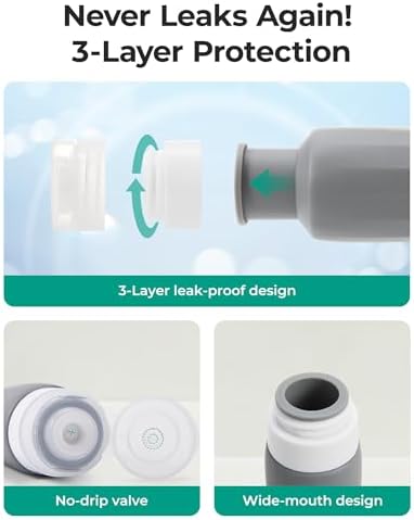 BAGSMART 18 Pack TSA Approved Travel Bottles for Toiletries, Leak Proof Silicone Travel Size Containers Bottles for Shampoo, Grey - Image 4