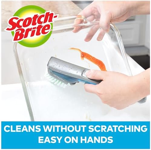 Scotch-Brite Non-Scratch Advanced Soap Control Dish Brush Refills, 3 Dish Scrub Brush Refills, Control Soap With A Button, Long Lasting & Reusable, Dish Scrubber Brush - Image 3