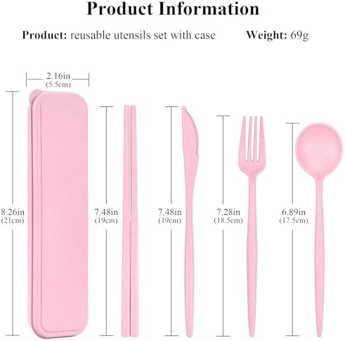 DISSKNIC 4 Sets Travel Utensils with Case, Cutlery Set Chopsticks Fork Spoon Knife with Case, Reusable Plastic Utensils Sets for Lunch Box Accessories,Portable Lunch Box Utensils Set for Daily Use - Image 2