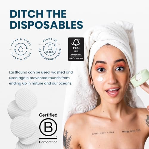 LastRound Reusable Makeup Remover Pads - 7 Washable Eco-Friendly Reusable Cotton Rounds for Face - Sustainable & Soft Cotton Face Pads for Facial Cleansing & Eye Makeup Removal - Travel Storage Case - Image 6