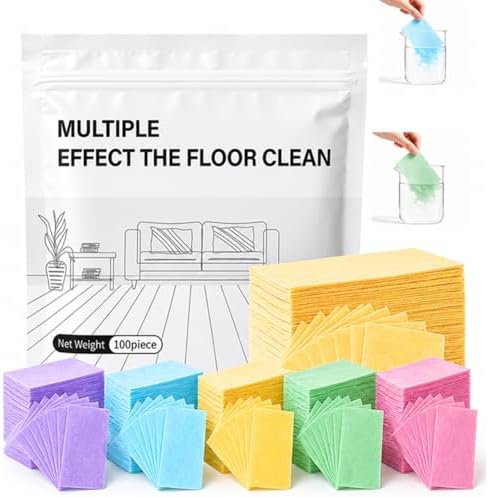 Multi-effect Floor Cleaner Sheets, Multi-surface Clean Tablets, 100-Count Fast-Dissolving Mopping and Deep Cleaning Solution for Hardwood, Wood, Tile, Vinyl, Marble, Laminate Floors by Huprh