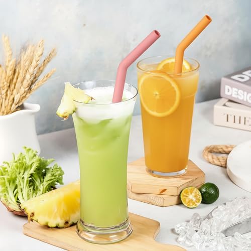 NiHome 6-Pack Wide Reusable Bent Silicone Straws for Smoothies, Milkshake - Image 7