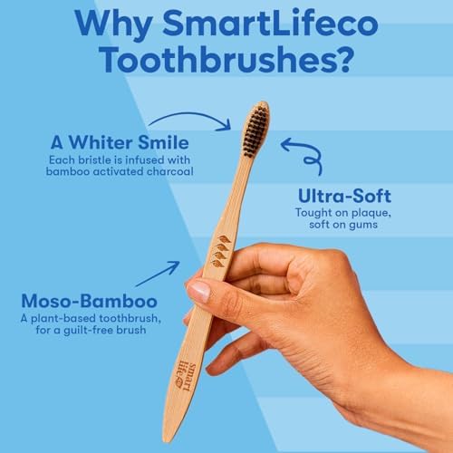 Bamboo Charcoal Toothbrushes (4 Pack) with Travel Case & Stand - Extra Soft Bristles for Adults & Kids Teeth | Zero Waste Travel Toothbrush Kit | Natural Eco-Friendly Wooden Brush Holder Cover - Image 4