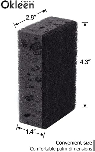 Black Scrub Sponges. Made in Europe. 9 Pack, 4.3x2.8x1.4 inches. Heavy Duty and Non Scratch Fiber. Kitchen Sponges Pack with No Smell. for Dishes and Household Washing - Image 2