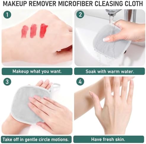 12 Pack Makeup Remover Cloth, 6" x 6" Reusable Makeup Remover Towels Face Washcloth for Washing Face, Makeup Remover Pads Cosmetic Face Wash (Khaki-Brown-Grey) - Image 3