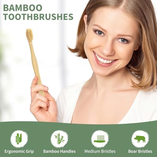 DEBETOOL 12 Pack Bamboo Toothbrushes with Boar Bristle - Image 2