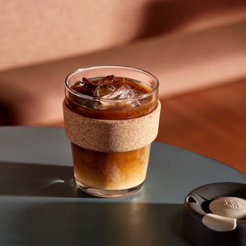 KeepCup Brew Cork, Reusable Glass Tumbler with Natural Cork, Tall Coffee Cup 12oz / 340ml - Press - Image 2