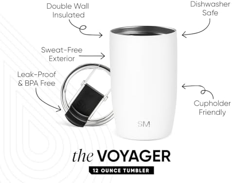 Simple Modern Travel Coffee Mug with Lid | 12oz | White - Image 2