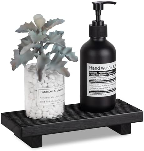 Bathroom Tray Farmhouse Decor Kitchen Soap Holder, 8.7" * 3.6" Black by zoocatia