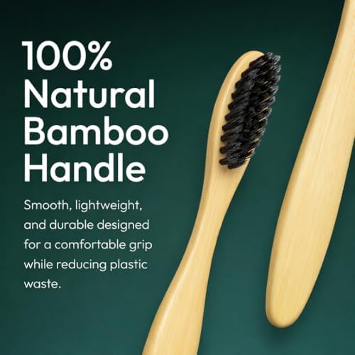 Bamboo Toothbrushes for Adults 10 Pack, Eco Friendly Wooden Toothbrush with Soft BPA Free Bristles, Natural Biodegradable Organic Toothbrush, Plastic Free Bulk Toothbrushes for Sustainable Oral Care - Image 4