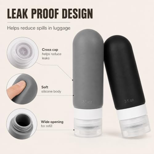 17-Piece Leak Proof Refillable Travel Bottles for Toiletries with Pouch - Image 3