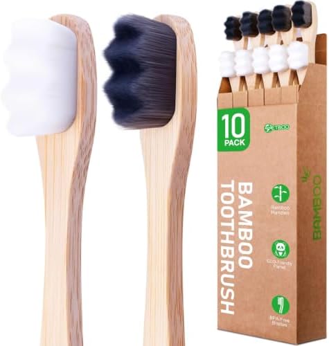 Extra Soft Bristles Bamboo Toothbrushes 10Pack by ECOETBOO