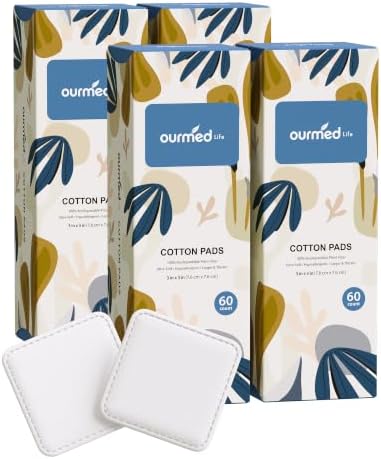 Ourmed Life Large Cotton Pads for Face, 3 x 3 Makeup Remover Pads, 240 ct by ourmedlife